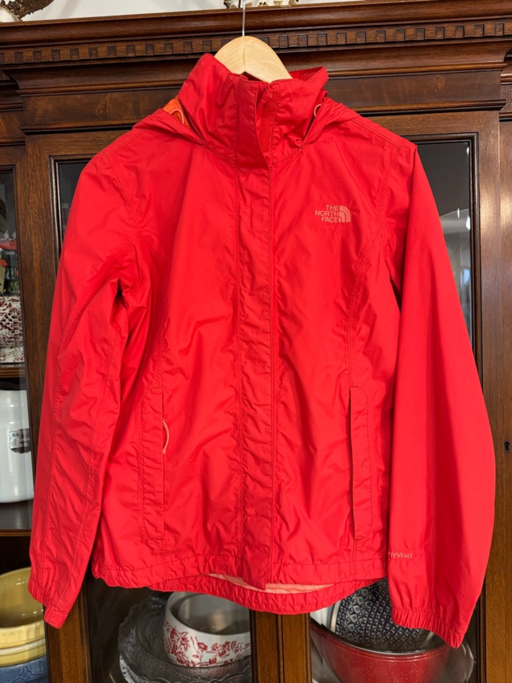 The North Face Women's Bright Coral Hooded Rain Jacket, Size Small